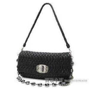 Miu Miu Nappa Crystal Nero Lambskin Bejeweled Chain Pochette Rhinestones FVJ
